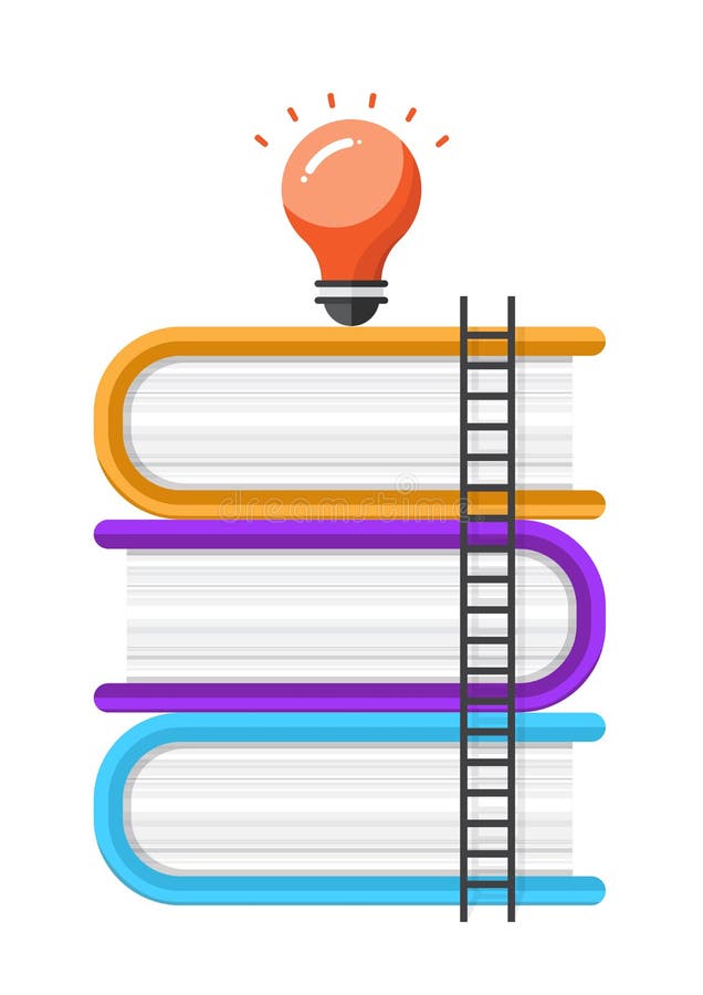 Stair to creative success, education concept, book vector stock illustration