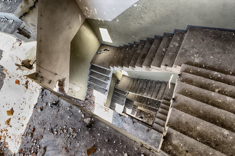 Staircase in an abandoned factory