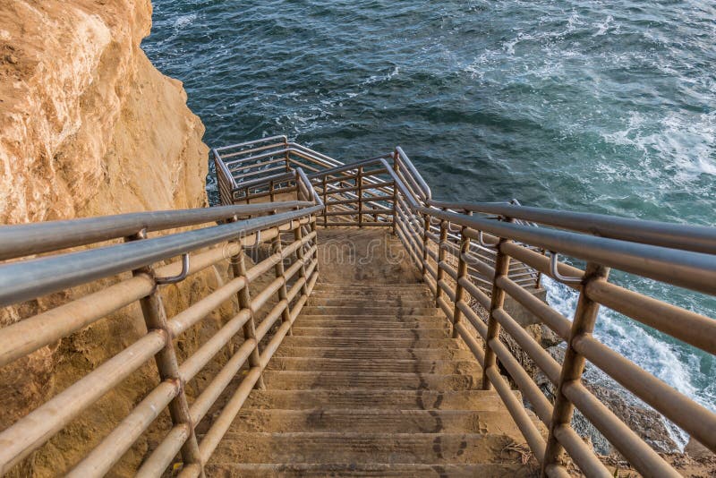 Staircase to Ocean at Sunset Cliffs in San Diego