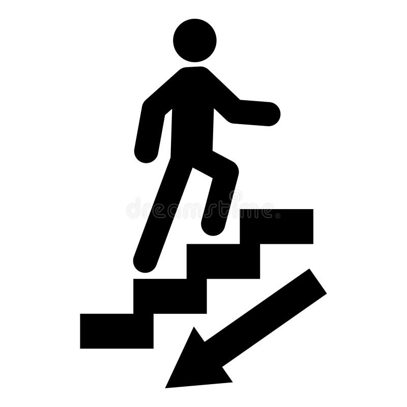 Stairs down arrow graph sign icon. Flat web walk step design vector illustration stock illustration