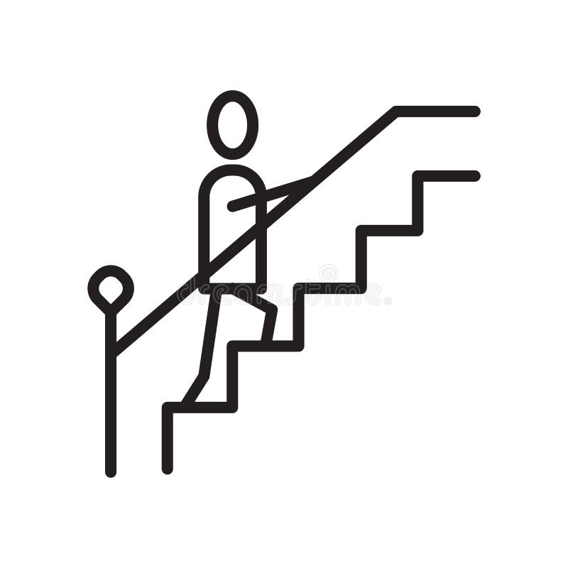 Stairs icon vector isolated on white background, Stairs sign , linear symbol and stroke design elements in outline style stock illustration Stairs icon vector isolated on white background, Stairs sign , linear symbol and stroke design elements in outline style stock illustration