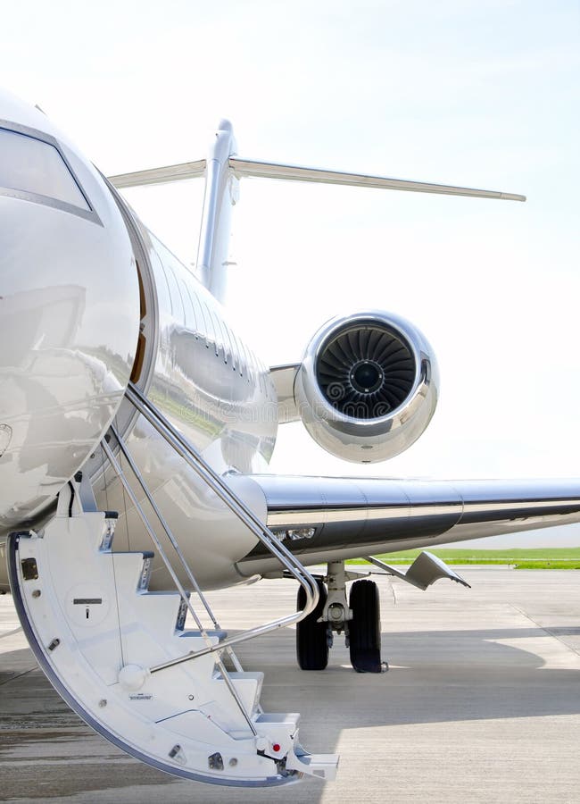 Jet Engine Turbine on a Private Jet Plane Stock Image Image of