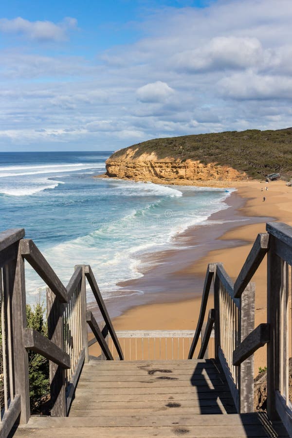 Stairs Leading To the Australian Beach Stock Image - Image of blue ...