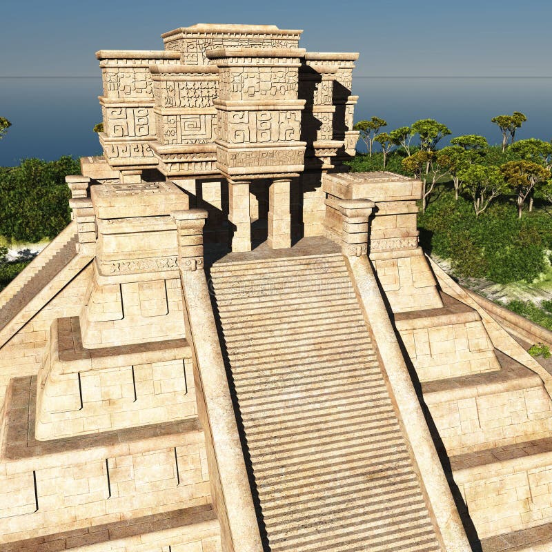 The Stairs of Mayan Temple 3d Rendering Stock Illustration ...