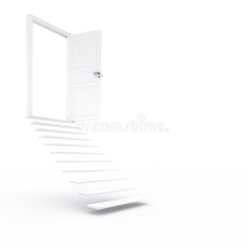 3d rendering of an open door with stairs. 3d rendering of an open door with stairs