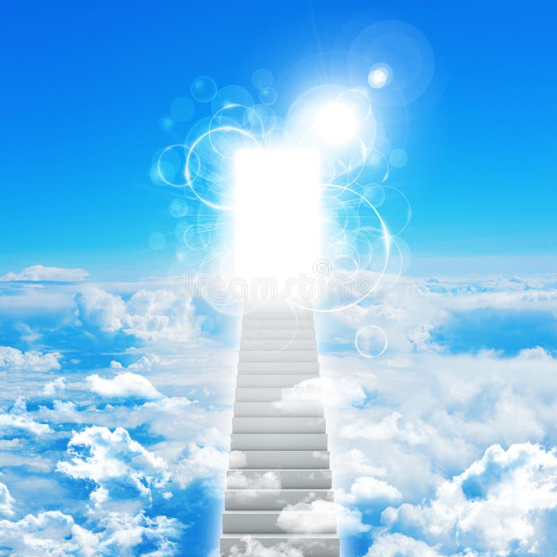 Beautiful religious background - stairs to heaven, bright light