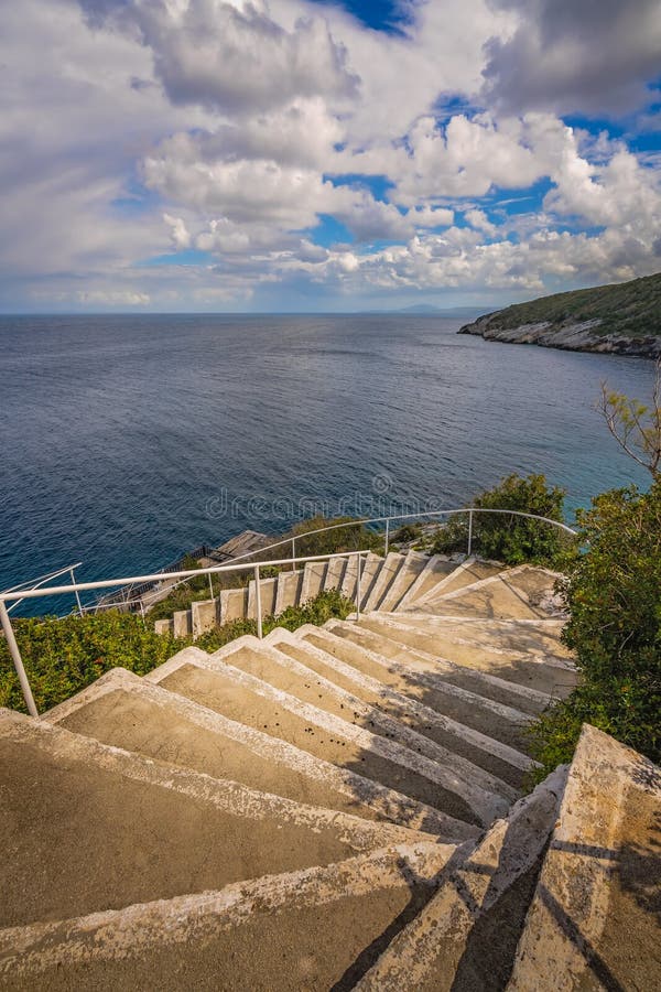Stairs to the sea in Skinari Cape royalty free stock photos Stairs to the sea in Skinari Cape royalty free stock photos