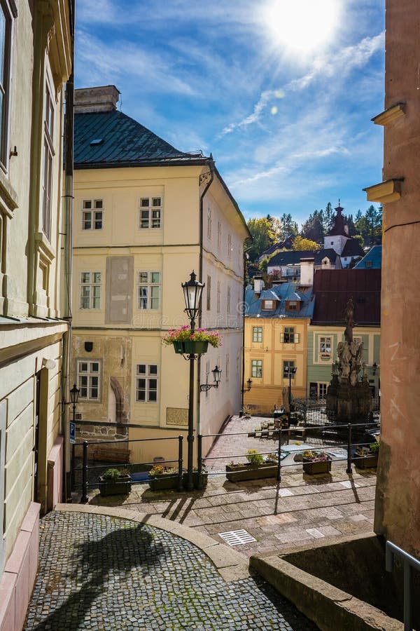 Stairs to the town center of Banska Stiavnica, Slovakia, UNESCO