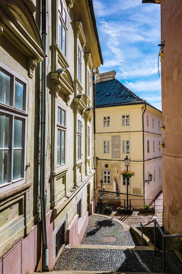 Stairs to the town center of Banska Stiavnica, Slovakia, UNESCO