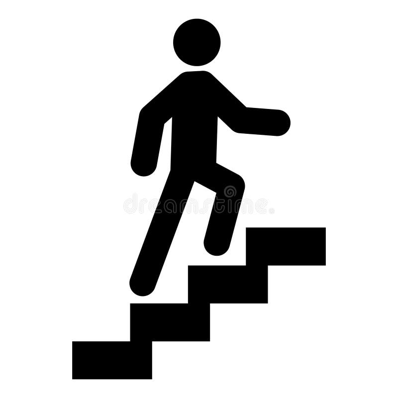 Stairs up arrow graph sign icon. Flat web walk step design vector illustration royalty free illustration