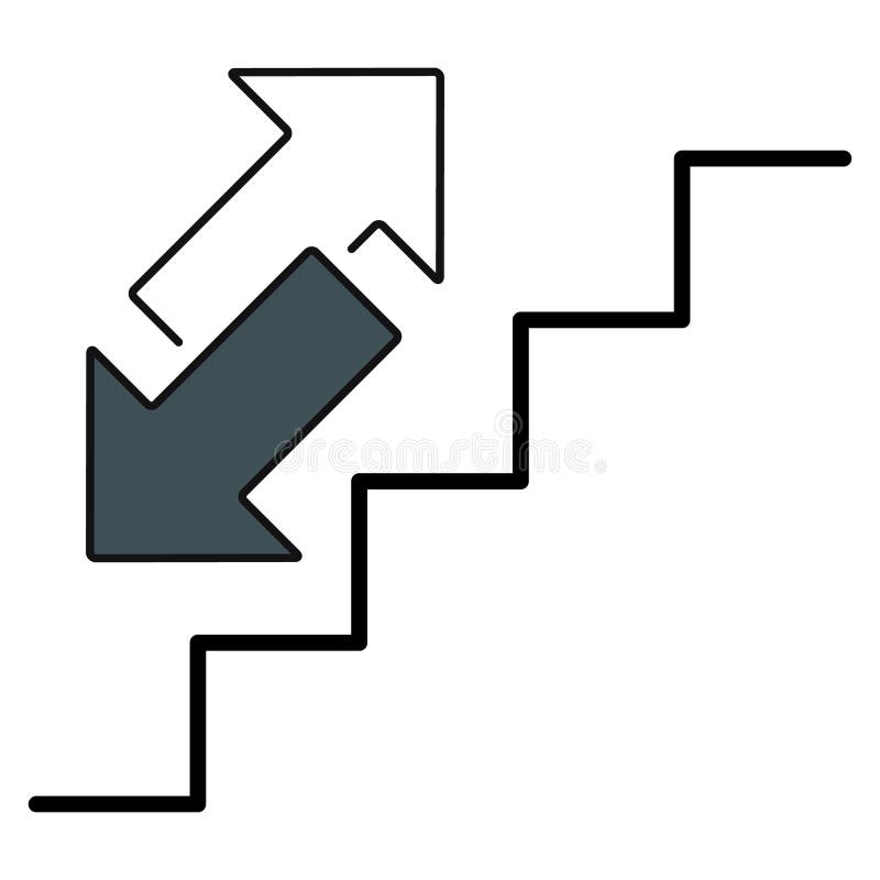 Stairs up and down arrow graph sign icon. Flat web walk step design vector illustration vector illustration