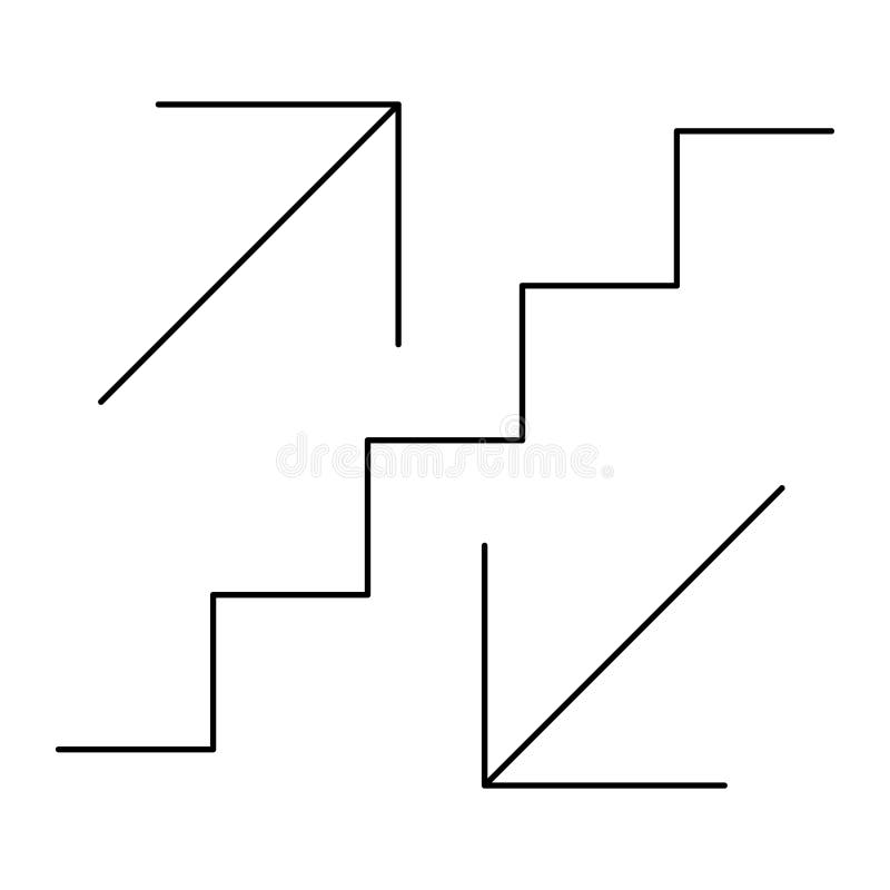Stairs up and down arrow graph sign icon. Flat web walk step design vector illustration vector illustration