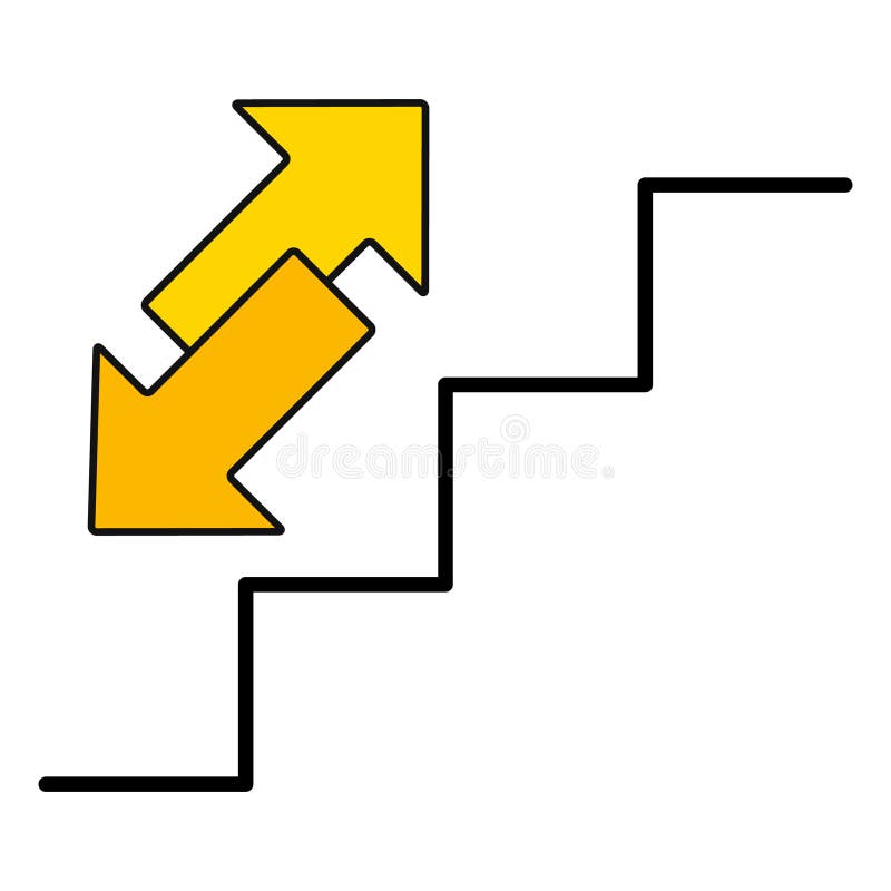 Stairs up and down arrow graph sign icon. Flat web walk step design vector illustration vector illustration