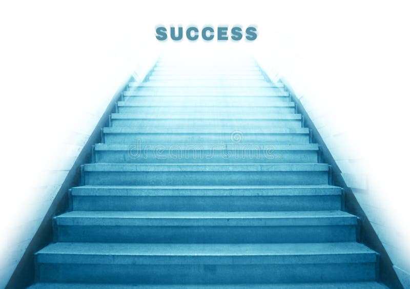 Stairway going up to success text