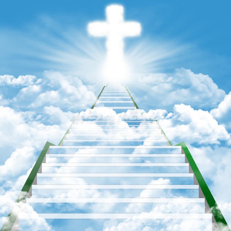 Illustration of a ladder leading upward to heaven. Illustration of a ladder leading upward to heaven