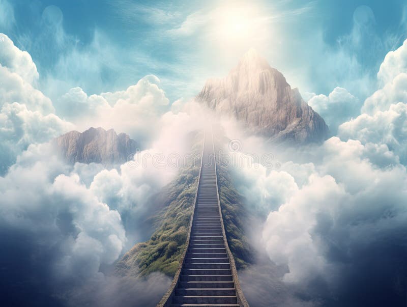 Illustration Of Stairs On The Way To Heaven Background, Way