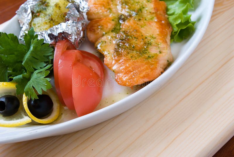 Stake from a salmon stock image