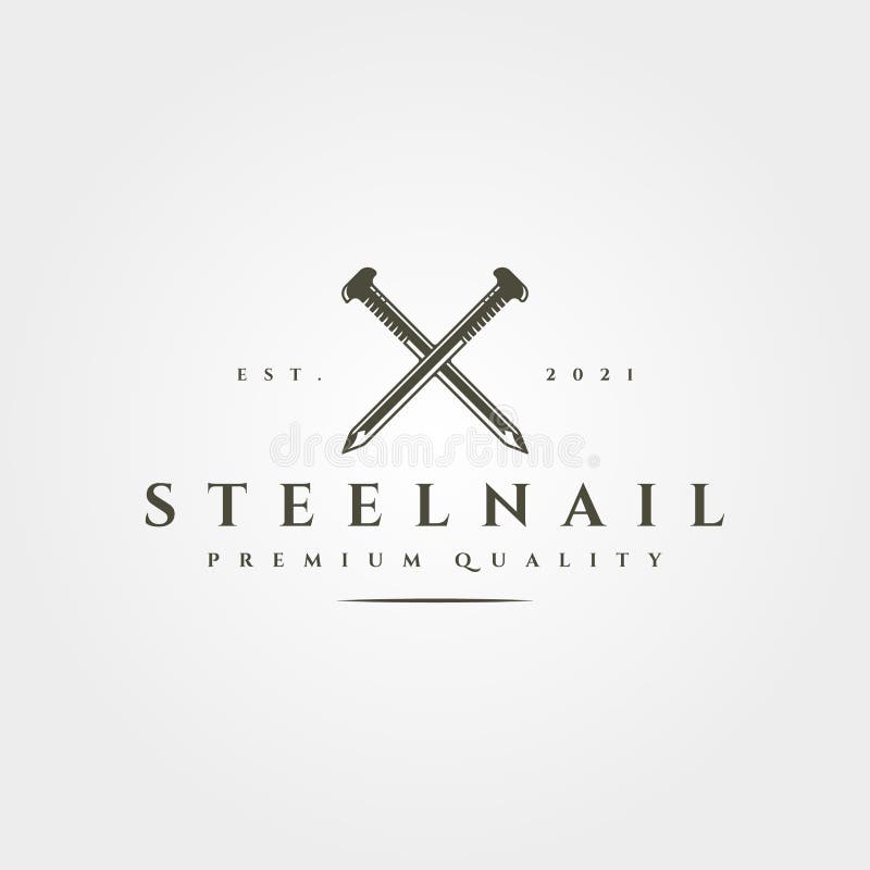 Stalowy gwóźdź izolowany ikona logo wektor vintage symbol ilustracji ilustracji