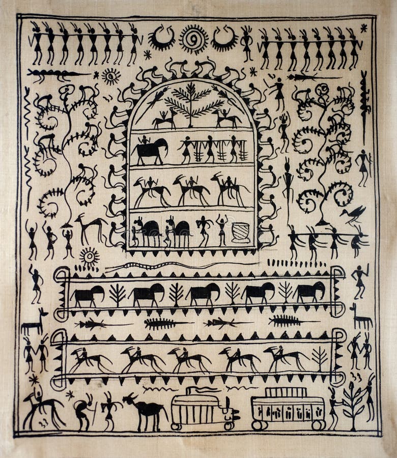 Stammen kunst op zijde van India stock fotografie Stammen kunst op zijde van India stock fotografie