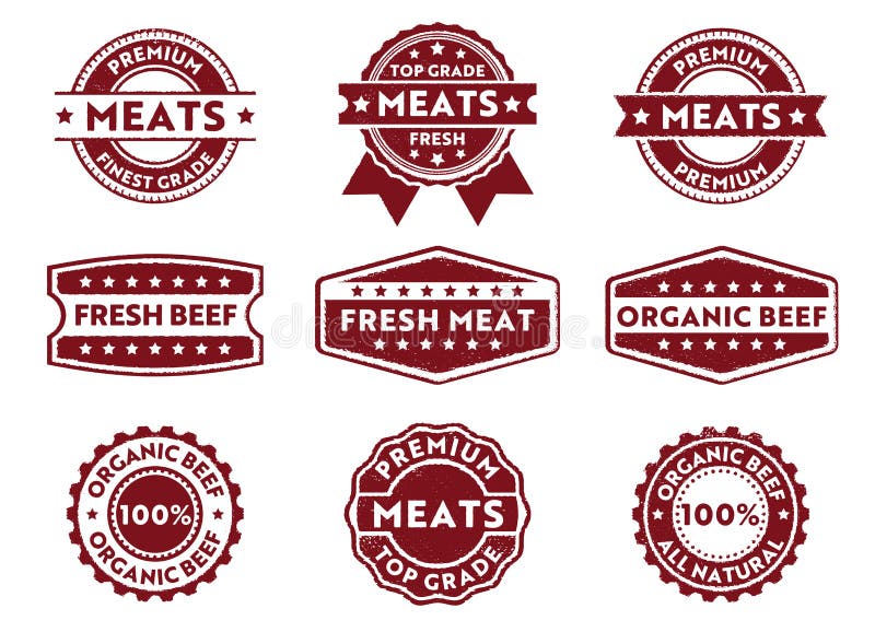 Vector stamp badge label for marketing selling meats shop, butchery, organic beef, premium top quality grade vector illustration Vector stamp badge label for marketing selling meats shop, butchery, organic beef, premium top quality grade vector illustration
