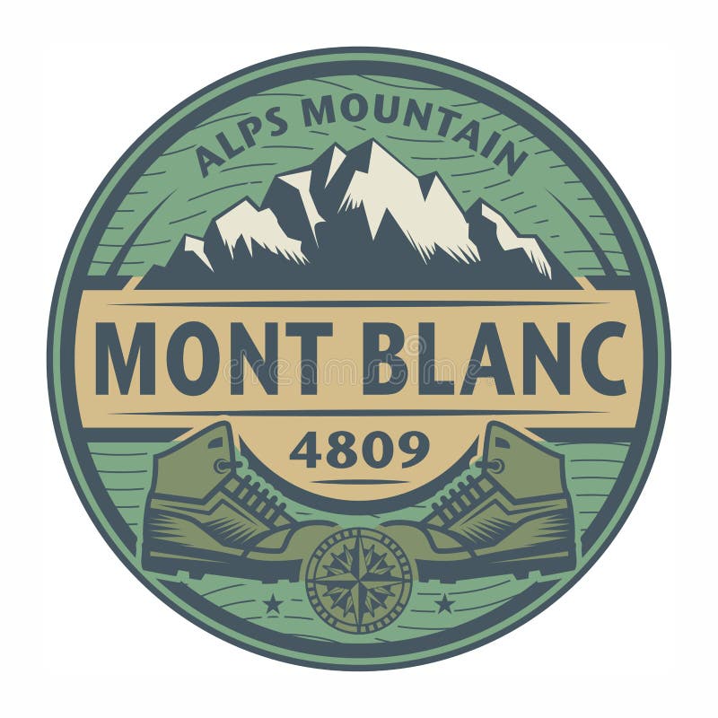 Stamp or emblem with text Mont Blanc, Alps Mountain