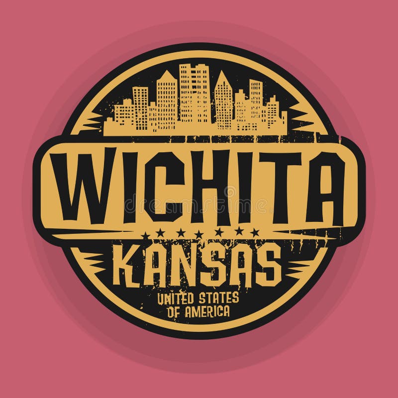 Stamp or label with name of Wichita, Kansas.