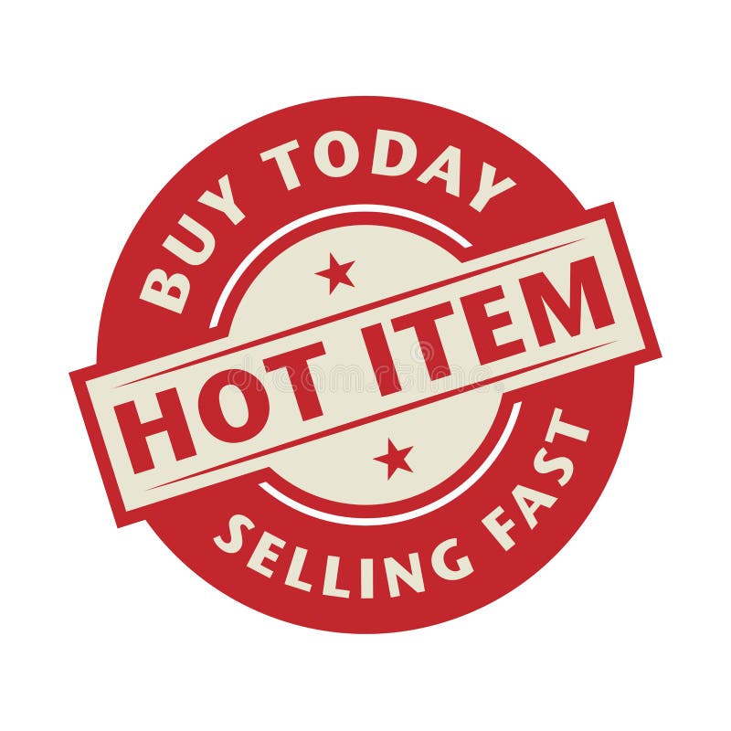 Stamp or label with the text Hot Item, Buy Today