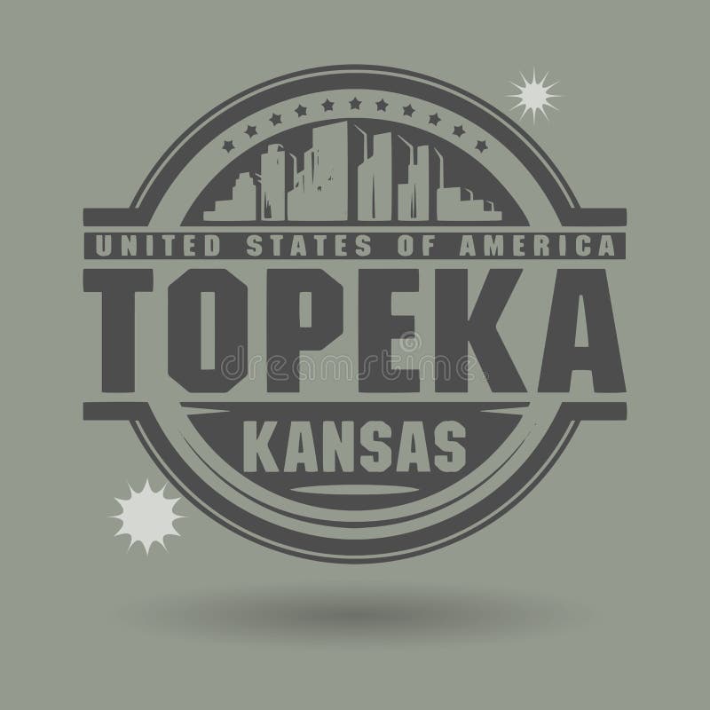 Stamp or Label with Text Topeka, Kansas Inside Stock Vector