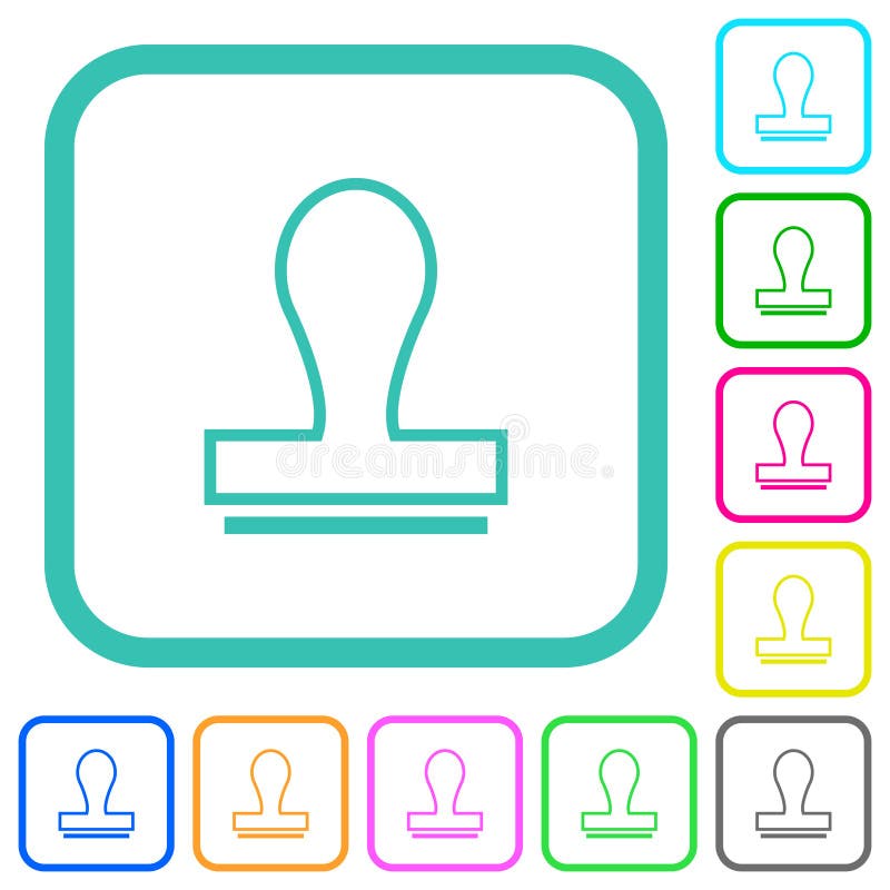 Stamp Outline Vivid Colored Flat Icons Stock Vector - Illustration of