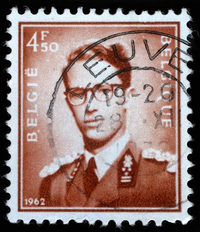 Stamp Printed in Belgium Shows King Baudouin Editorial Stock Image