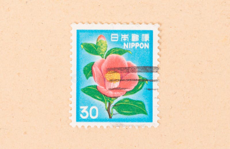 A Stamp Printed in Japan Shows a Flower, Circa 1980 Editorial Image Image of historic