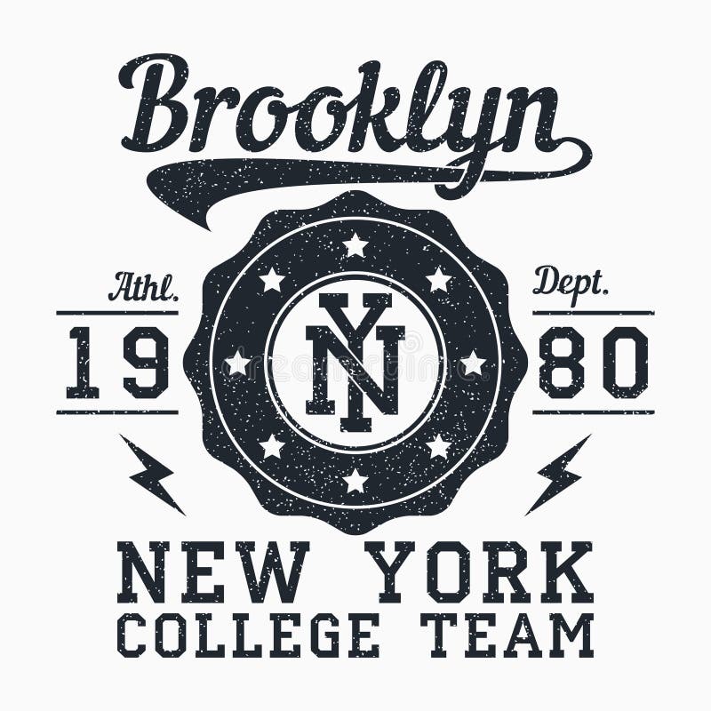 Stampa di lerciume di Brooklyn, New York per abito Emblema di tipografia per la maglietta Progettazione per i vestiti atletici Ve