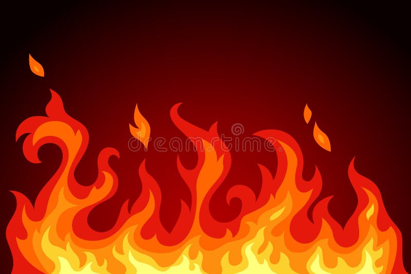 Stampa a fuoco colorata. fiamma di colore giallo arancione a fondo nero illustrazione vettoriale