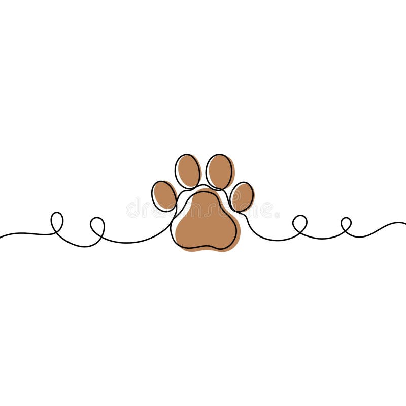 Stampe di zampe. impronta di fondo estratta a mano cane o gatto. animale da linea continua. illustrazione vettoriale
