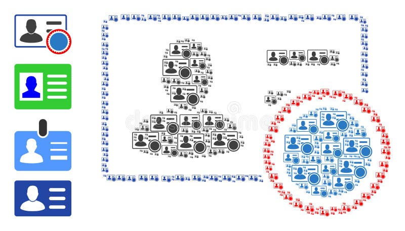 Stamped User Card Recursive Collage of Self Icons stock illustration