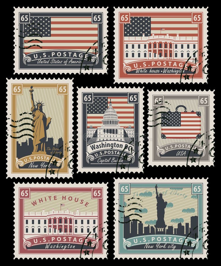 A random stack of mid 20th century American postal stamps Stock Photo -  Alamy