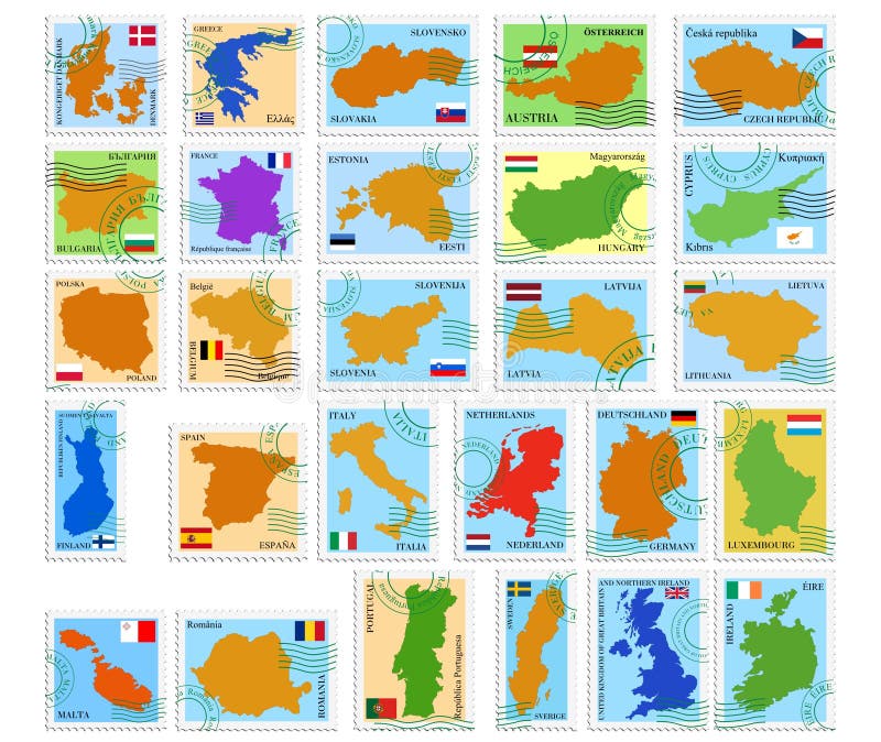 Set vector stamps of European Union. Flag malta vector vectors