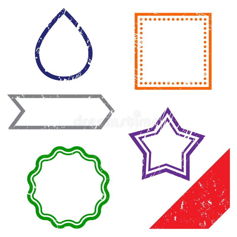 Stamps Frames on White Background. Six Stamps Frames. Stock Vector