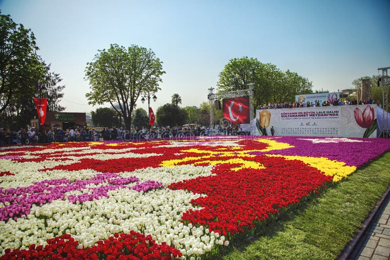 World`s largest Tulip Carpet in Istanbul