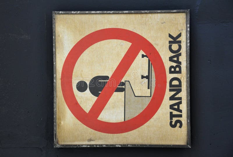 Stand back sign stock photo. Image of commuters, message 40674682