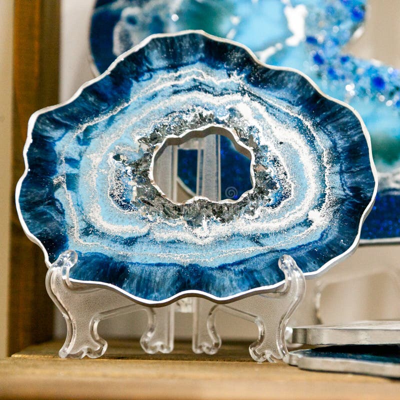 Stand, Tray, or Decorative Element Made of Epoxy Resin on a Plastic