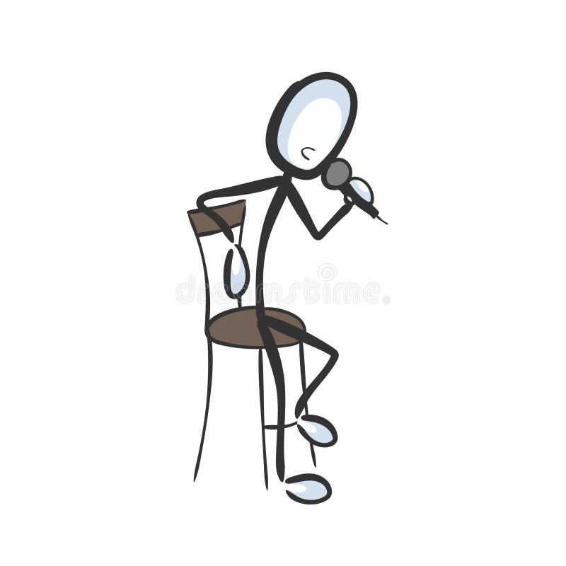 Stand Up Comedy. Speaker Telling Story To Audience. Comedian with a  Microphone. Hand Drawn. Stickman Cartoon Stock Illustration - Illustration  of element, sketch: 184296433