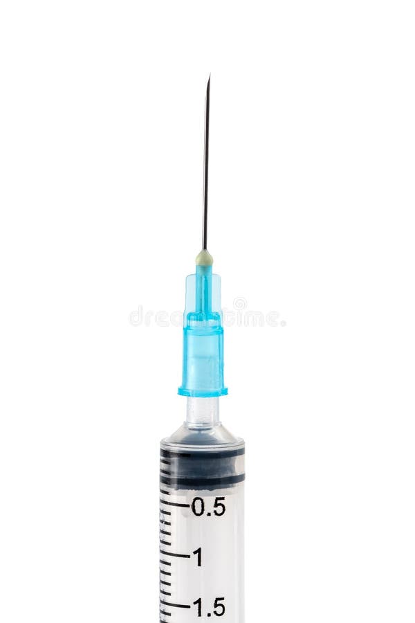 Standard Design Single Use Syringe Isolated on White Background Stock