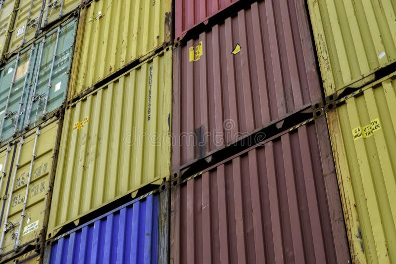 Standard shipping containers in a container terminal royalty free stock image