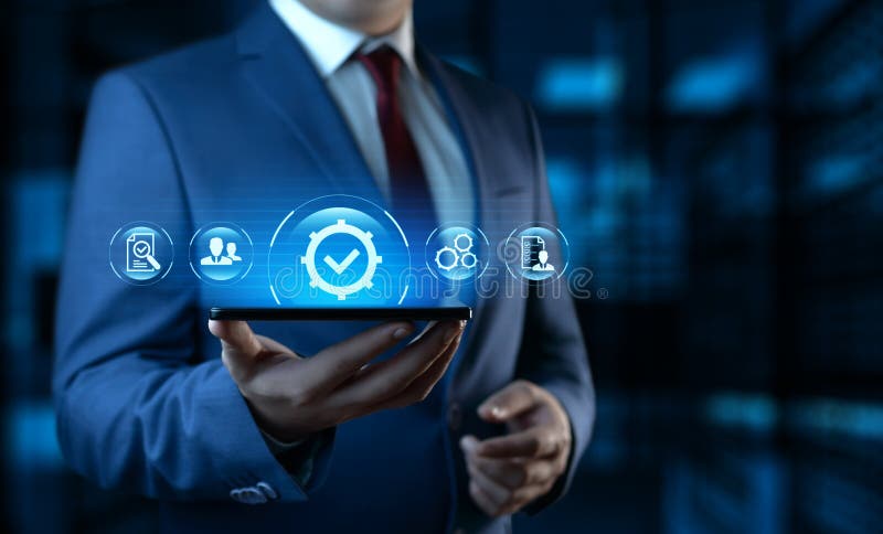 Standardqualit? tssteuerbescheinigungs-Versicherungs-Garantie-Internet-Gesch? fts-Technologie-Konzept stockfotografie