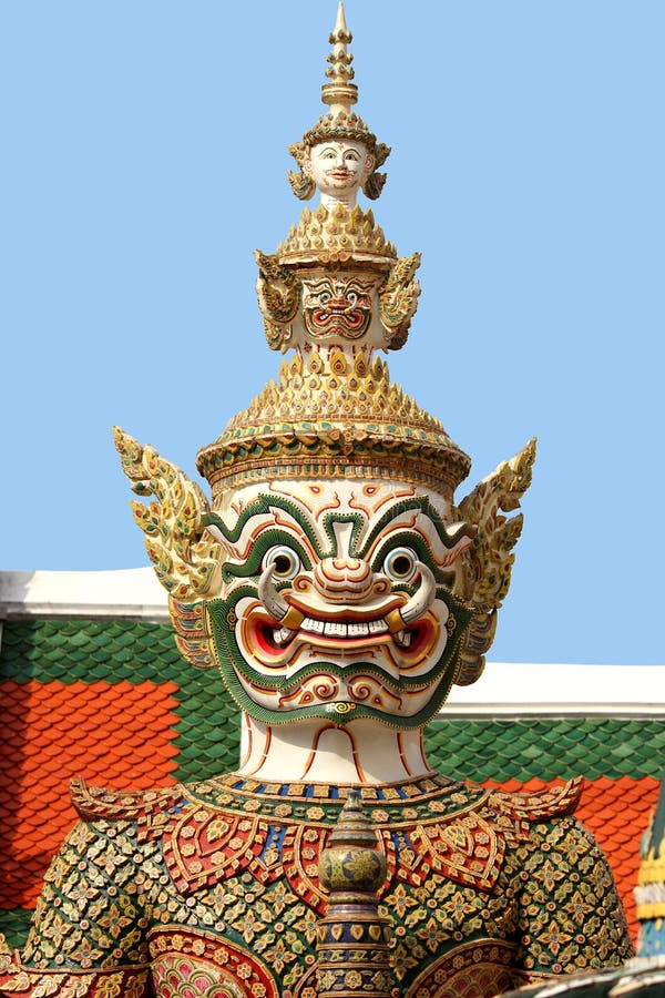 Standbeeld bij het Grote Paleis, Bangkok (Close-up) royalty-vrije stock foto's Standbeeld bij het Grote Paleis, Bangkok (Close-up) royalty-vrije stock foto's