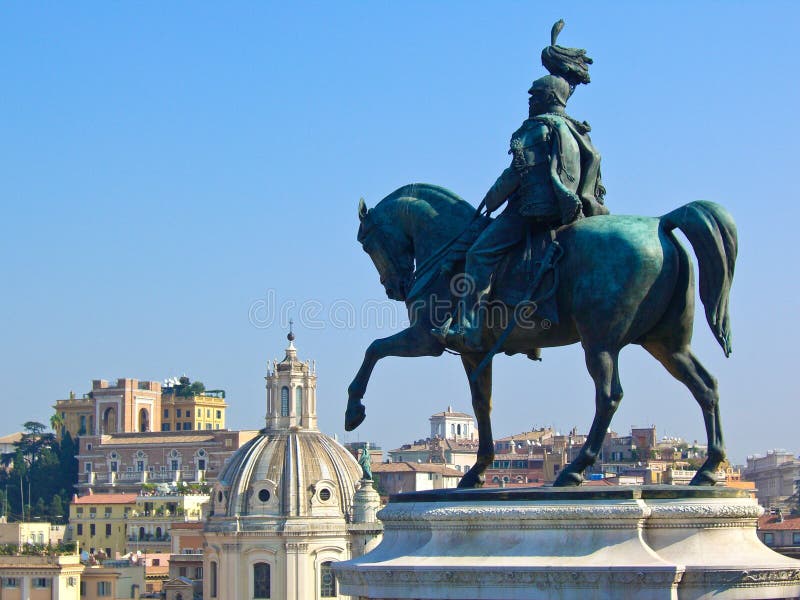 Standbeeld van Victor Emanuel II in Rome, Italië royalty-vrije stock foto