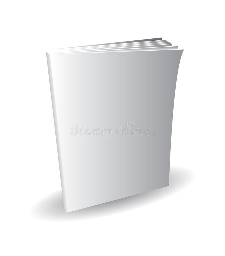 Standing Blank Magazine, Book, White Cover and Shadow, Eps. Stock