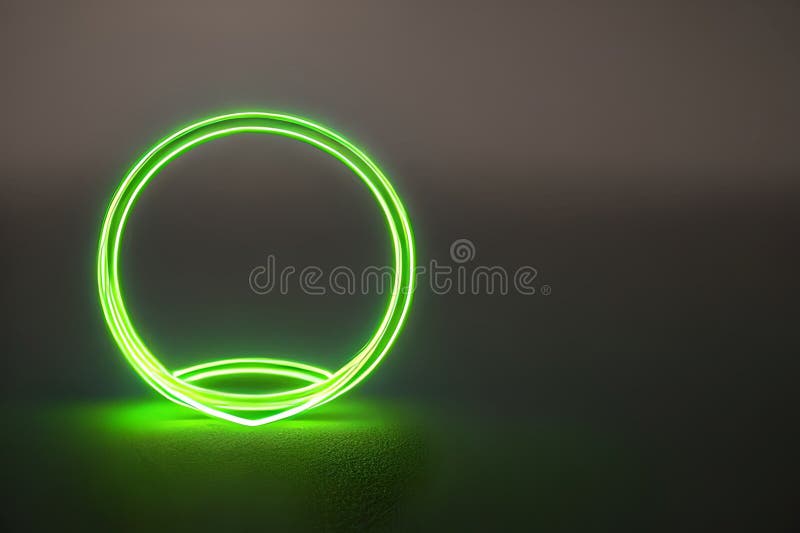 Standing Bright Green Circle Neon Light Background and Backdrop and