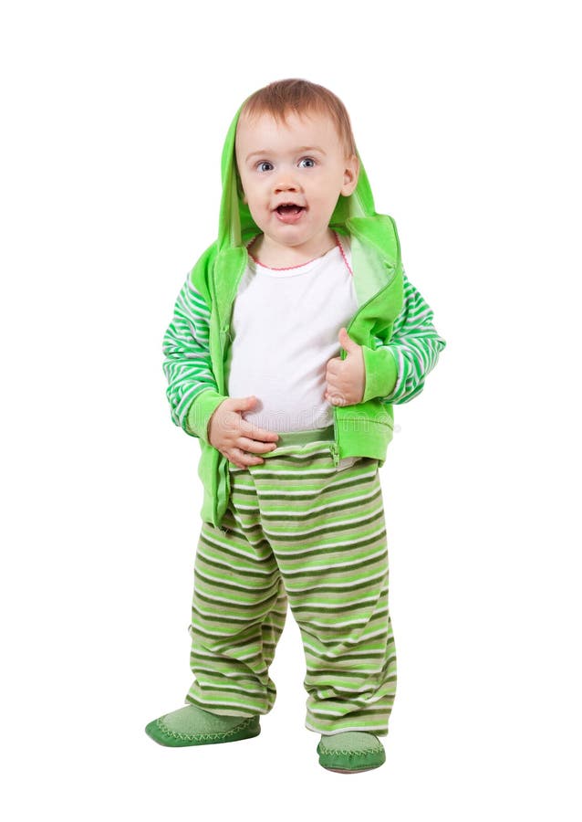 Standing Child. Isolated Over White Royalty Free Stock Photography